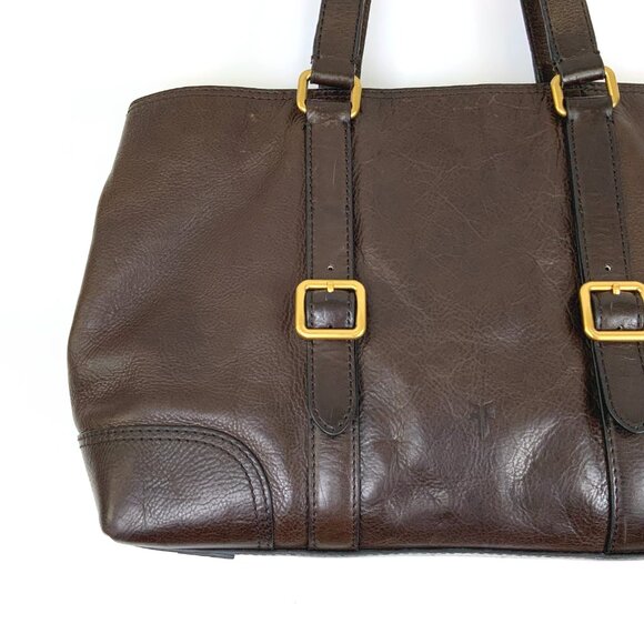 Frye CLAUDE Tote Shopper Business Shoulder Bag Leather Chocolate Brown - Picture 6 of 16